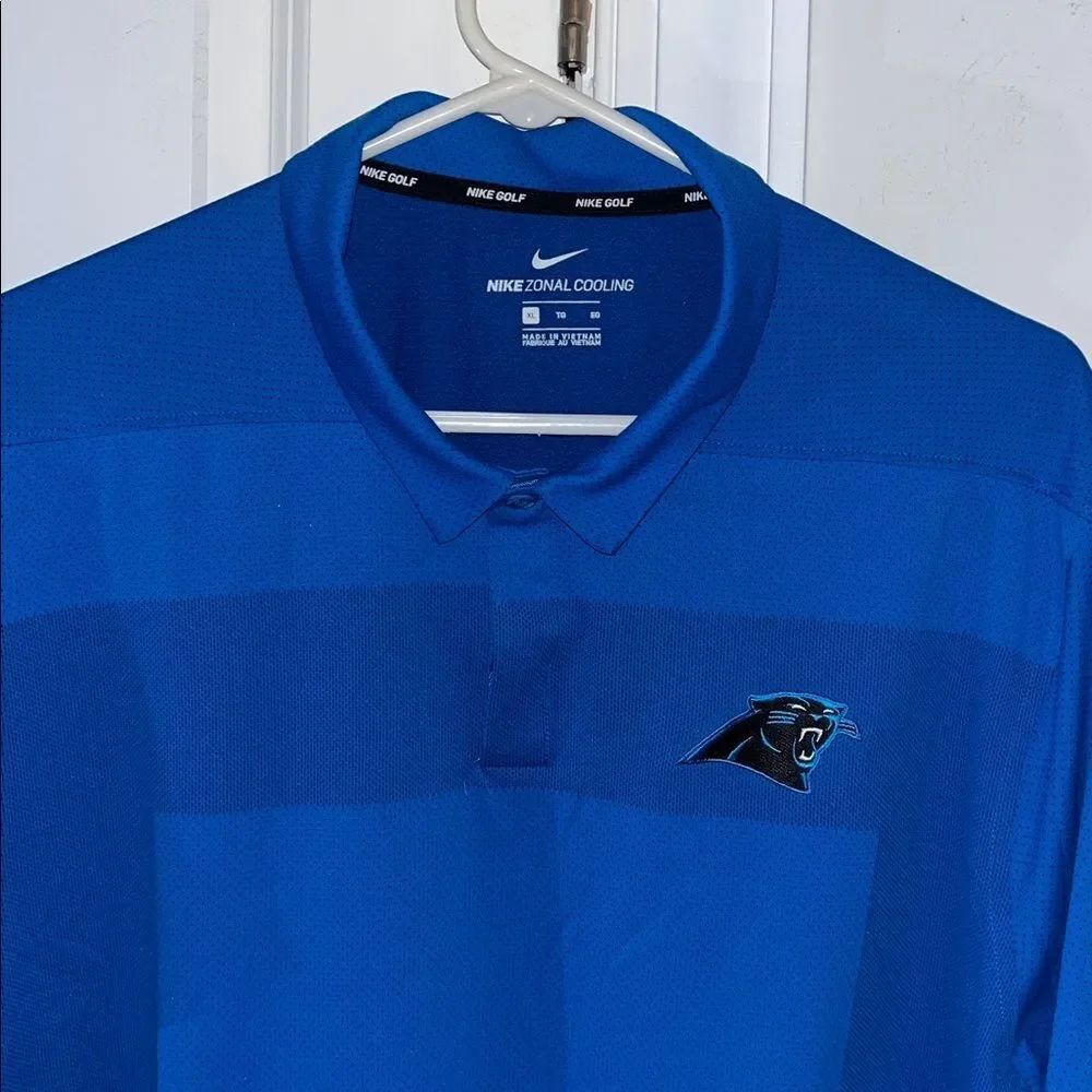 Carolina Panthers Football Team Nike Teal Blue Zonal Cooling Golf Polo Shirt XL